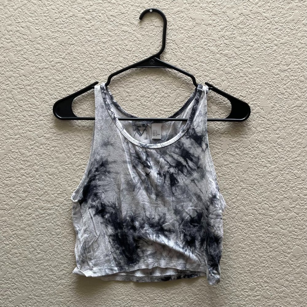 H&M Tie Dye/Cosmic Crop Top Tank Medium Black/White